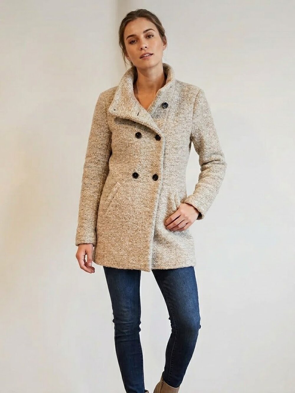 ONLY Women's Teddy Double-Breasted Pea Coat